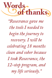 'Words of thanks to Rosecrance' quote 