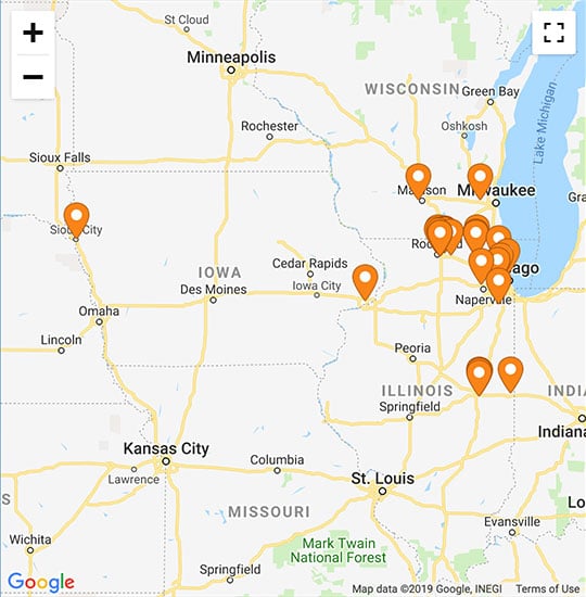 Map of Rosecrance Locations